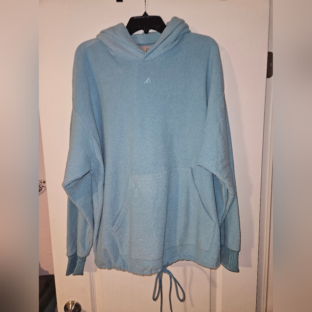 Adidas terry look preloved blue slct hoodie sweatshirt or cropped